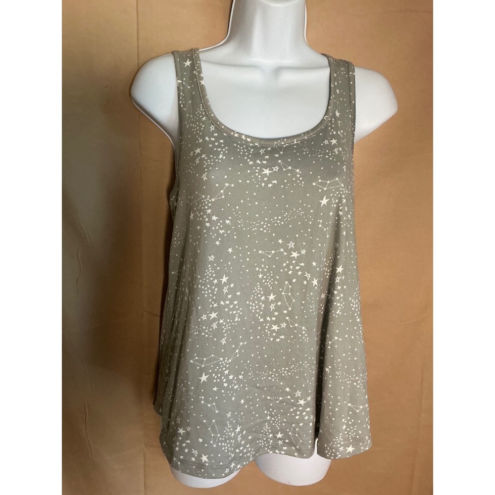Eddie Bauer Sleepwear Tank Top Womens Medium Sage Green Excellent Star Print